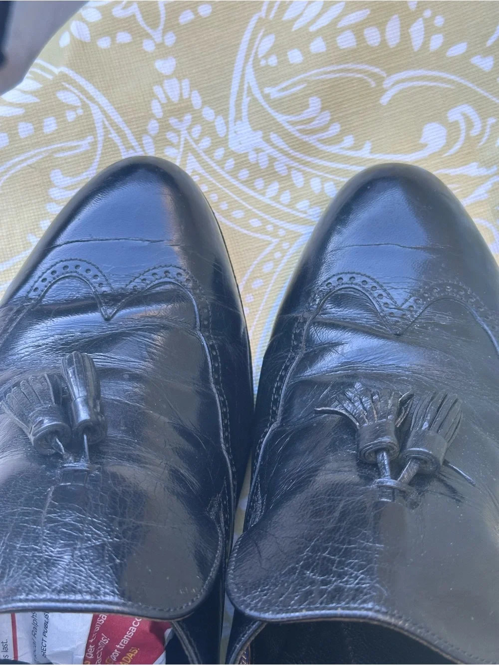 Florsheim VTG Black Leather Tassel Loafers